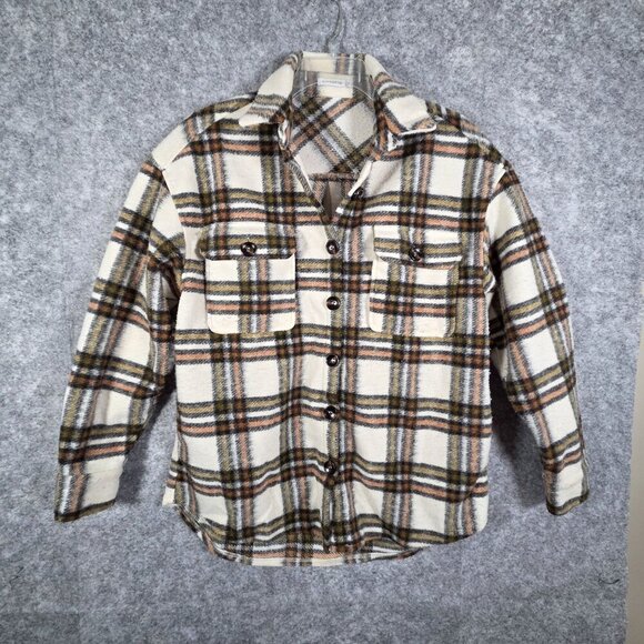 Staccato Tops - Staccato Women's Button Down Flannel Shirt-Jacket  Plaid Size M